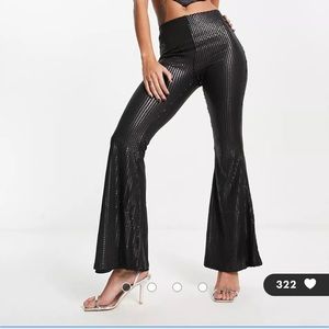High waisted flare pants with sequins